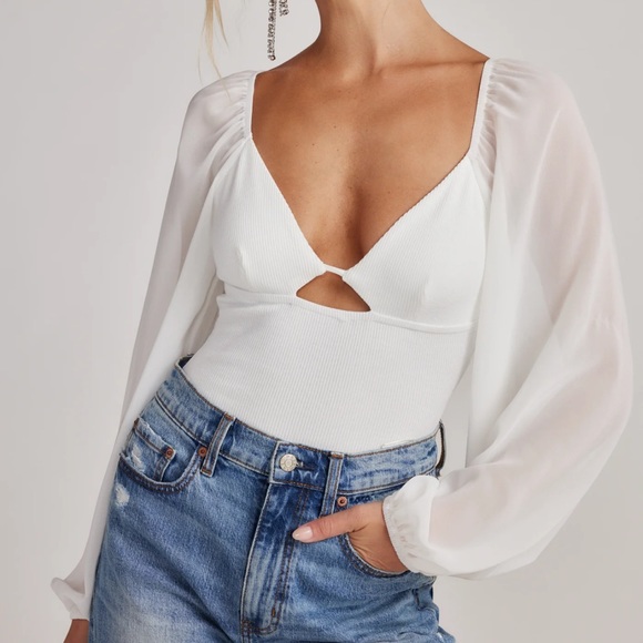 12th Tribe Tops - 12th Tribe Roxie White Bodysuit - S